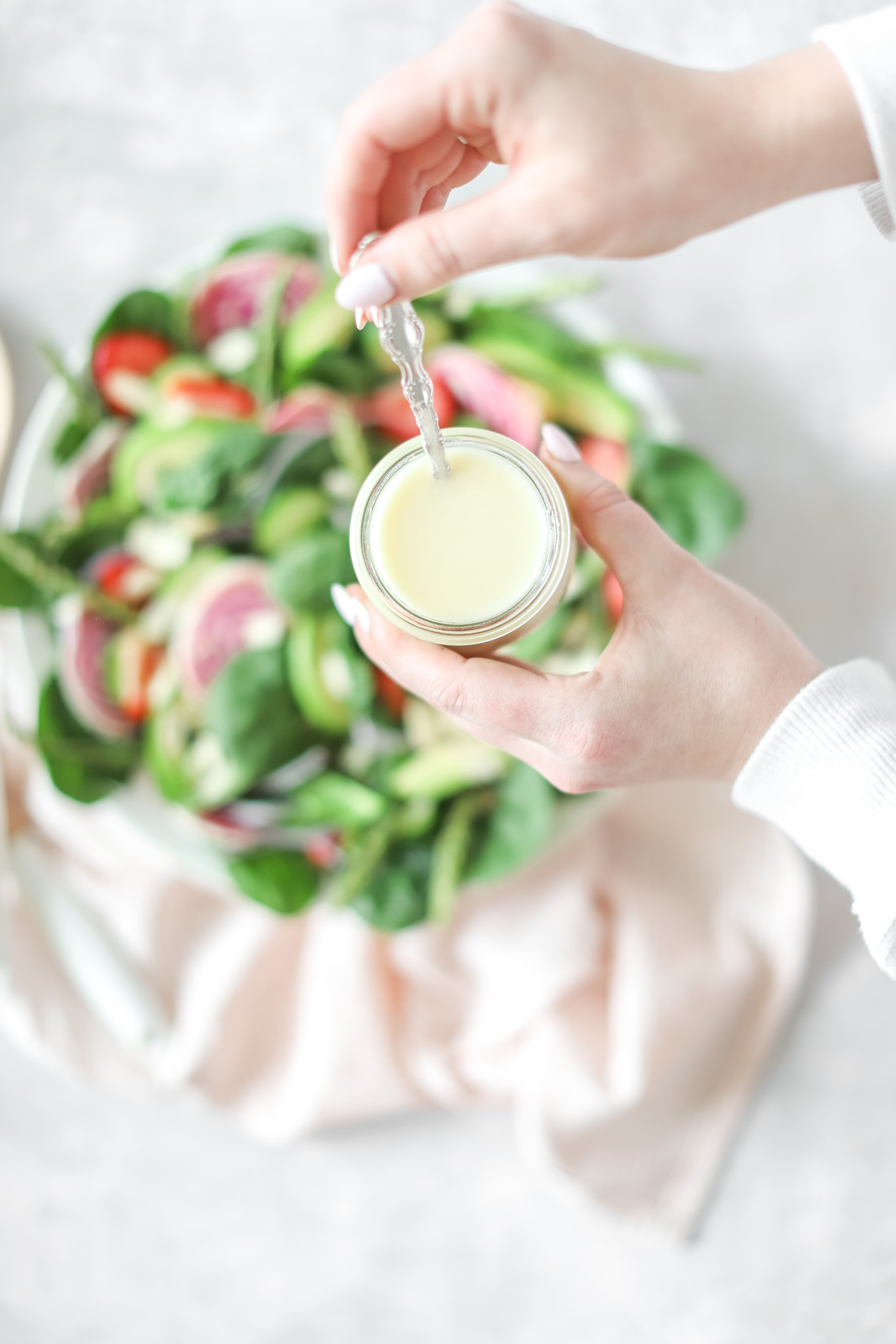 dressing in jar for Spring Asparagus Salad