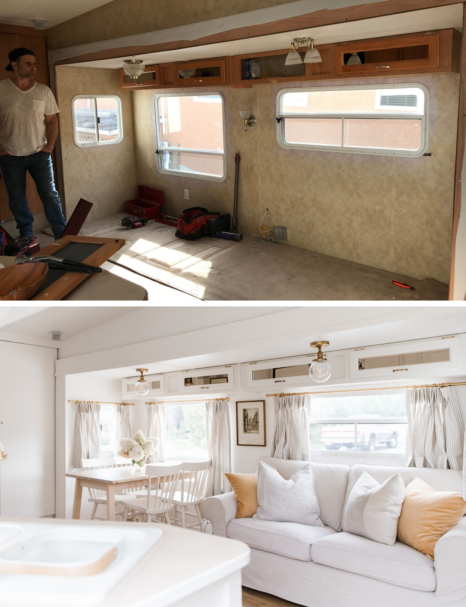 Before and after Our Camper Reveal Fraiche Living