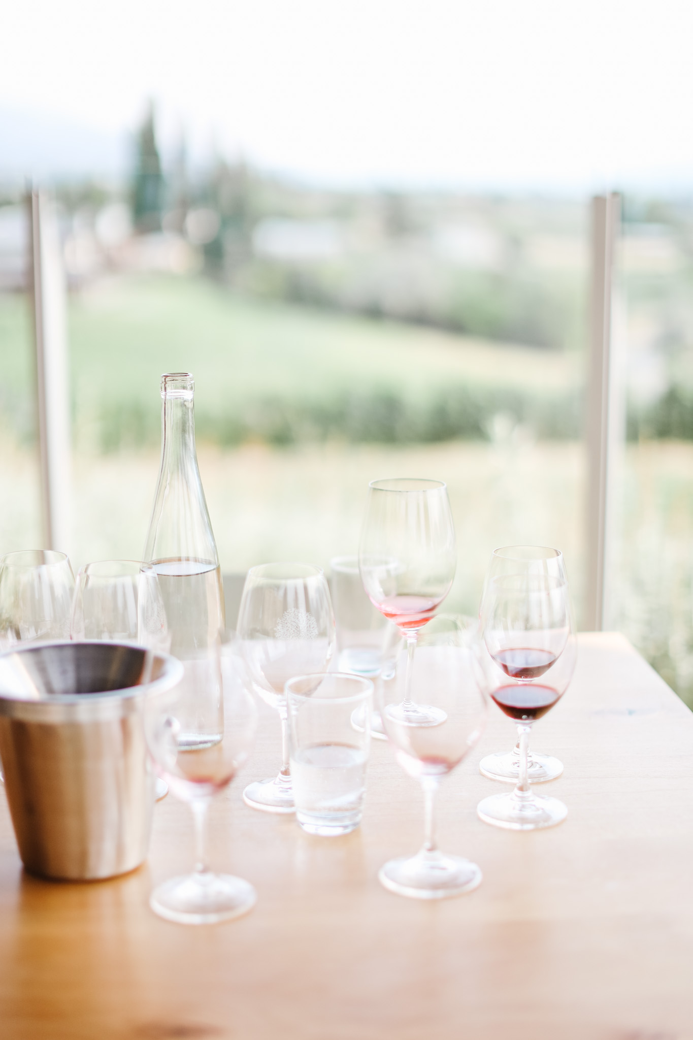 Poplar Grove wine tasting glasses at winery