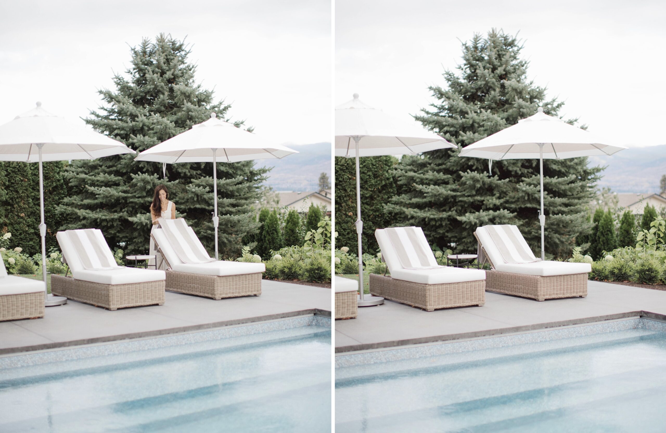 Hauser Poolside Loungers with Umbrellas