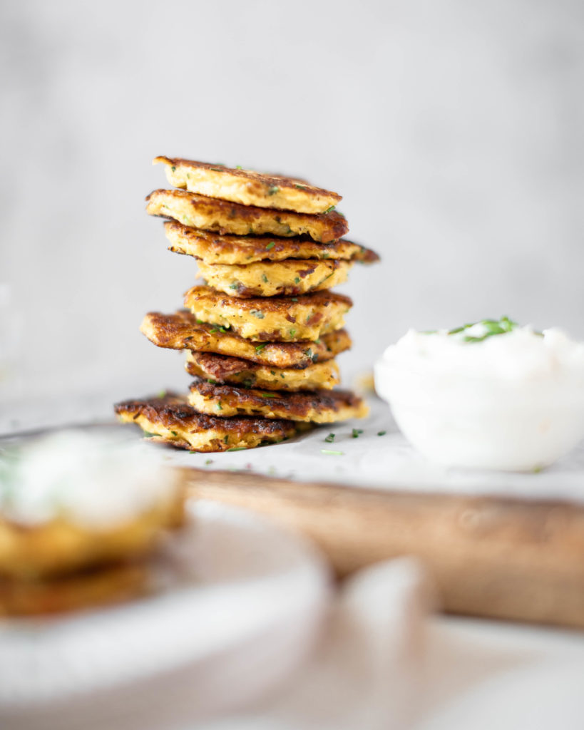 Spaghetti Squash Fritters stacked high