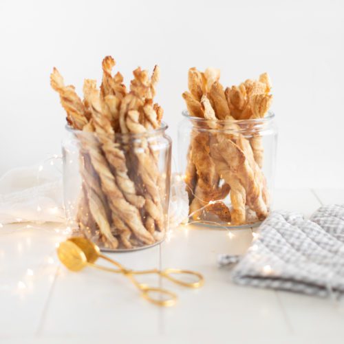 Fraiche Living Puff Pastry Twists in a glass jar