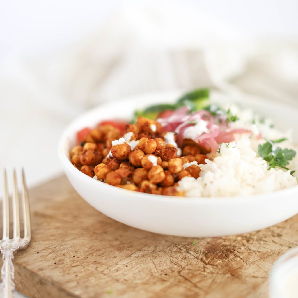 Shawarma Bowl with chickpeas and rice