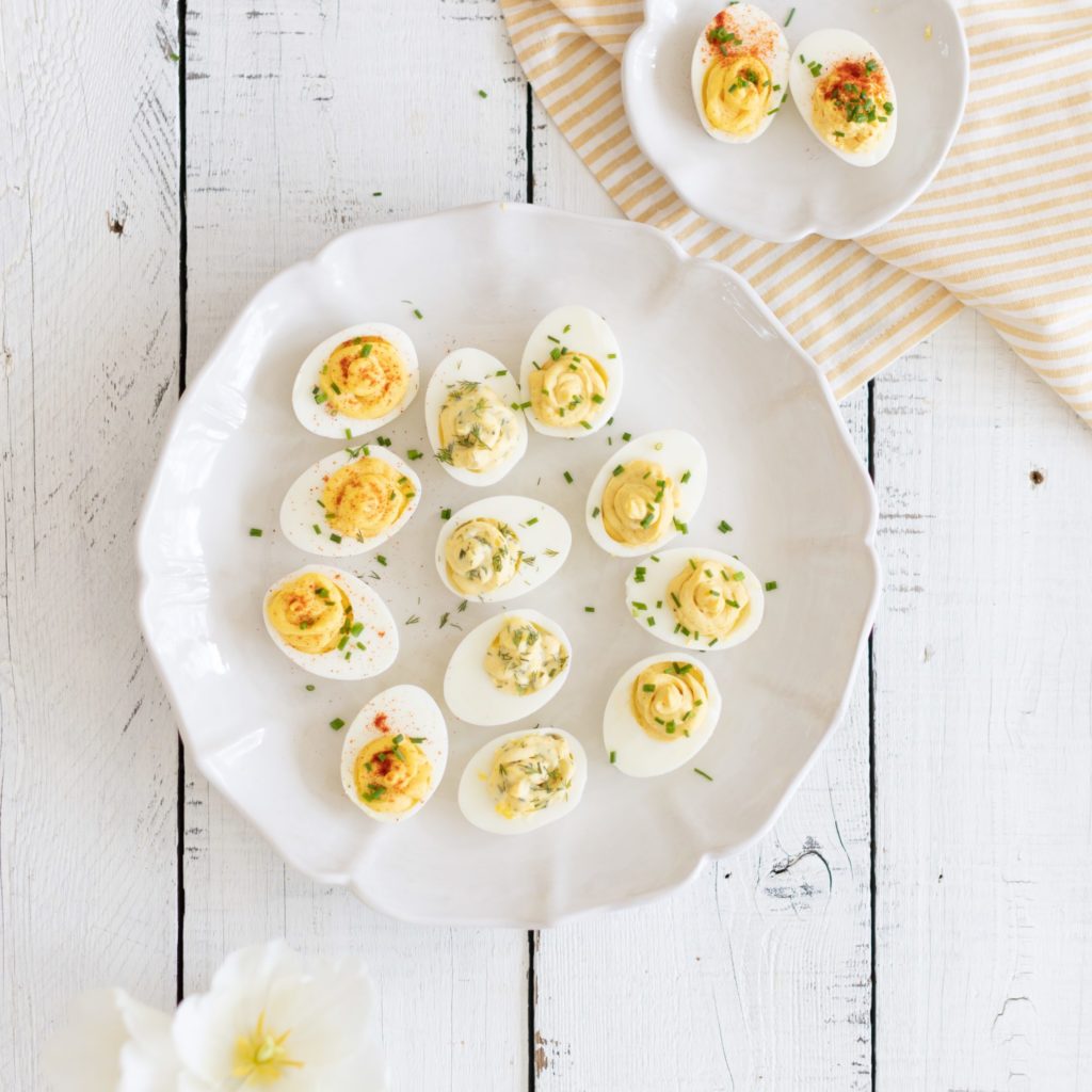 homemade Classic Deviled Eggs on a platter