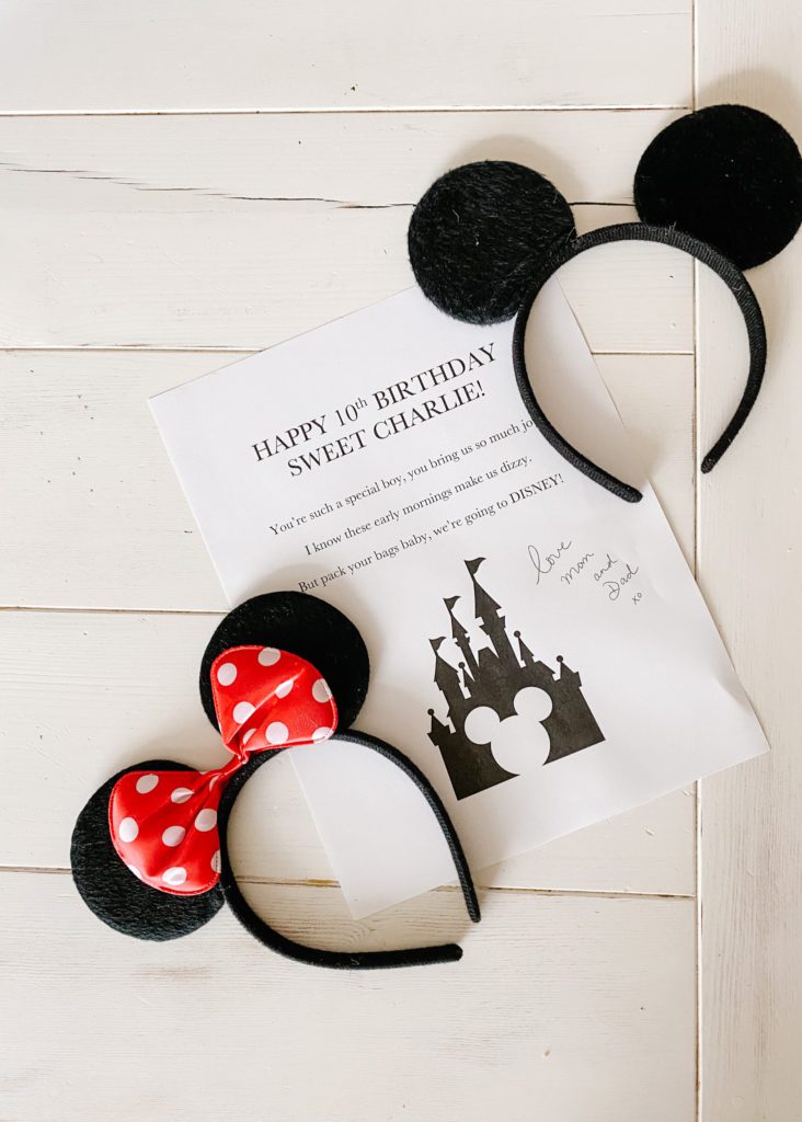 Disneyland surprise note for 10th birthday