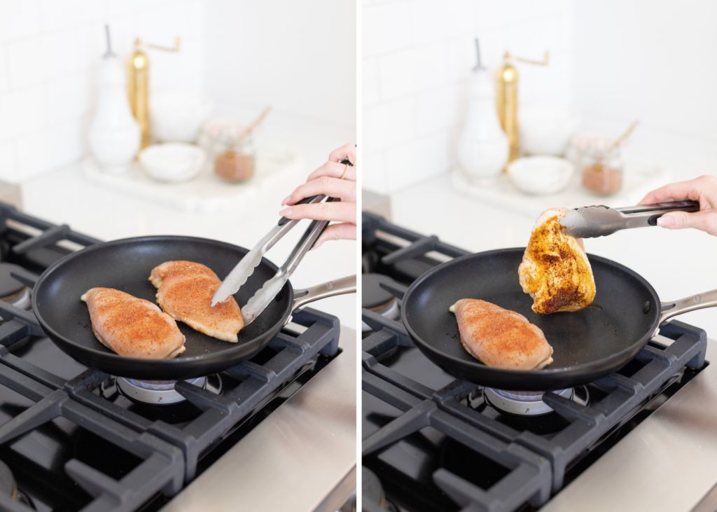 cooking a chicken breast on the stove