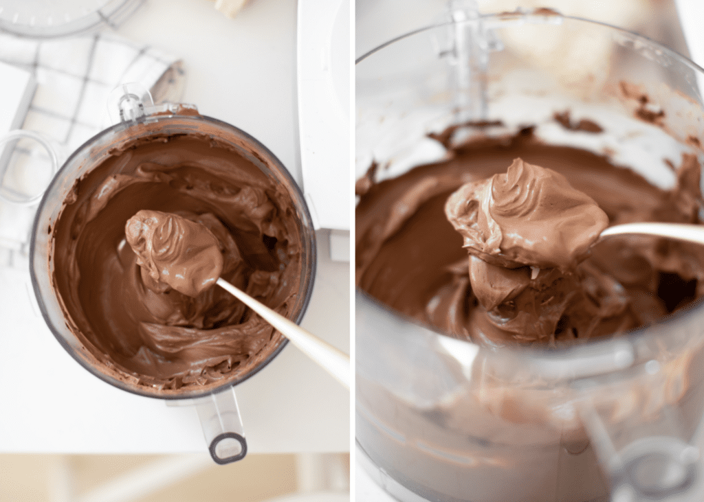 making chocolate mousse in the food processor 