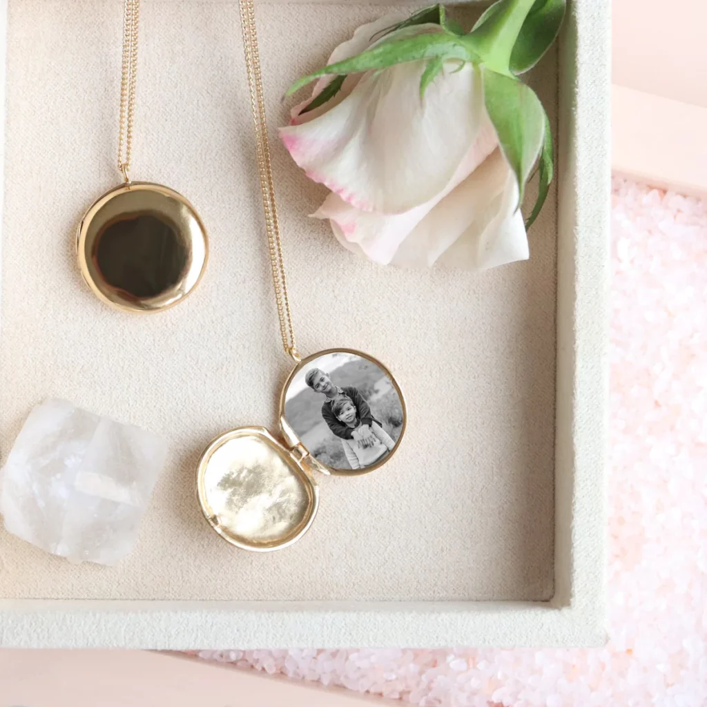 gold locket with a photo inside