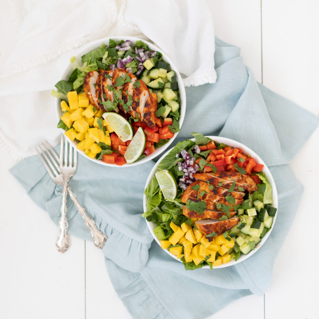 Fraiche Table Grilled Chicken & Mango salad in two bowls