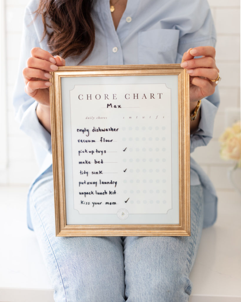 Chore Chart for Kids in a gold frame