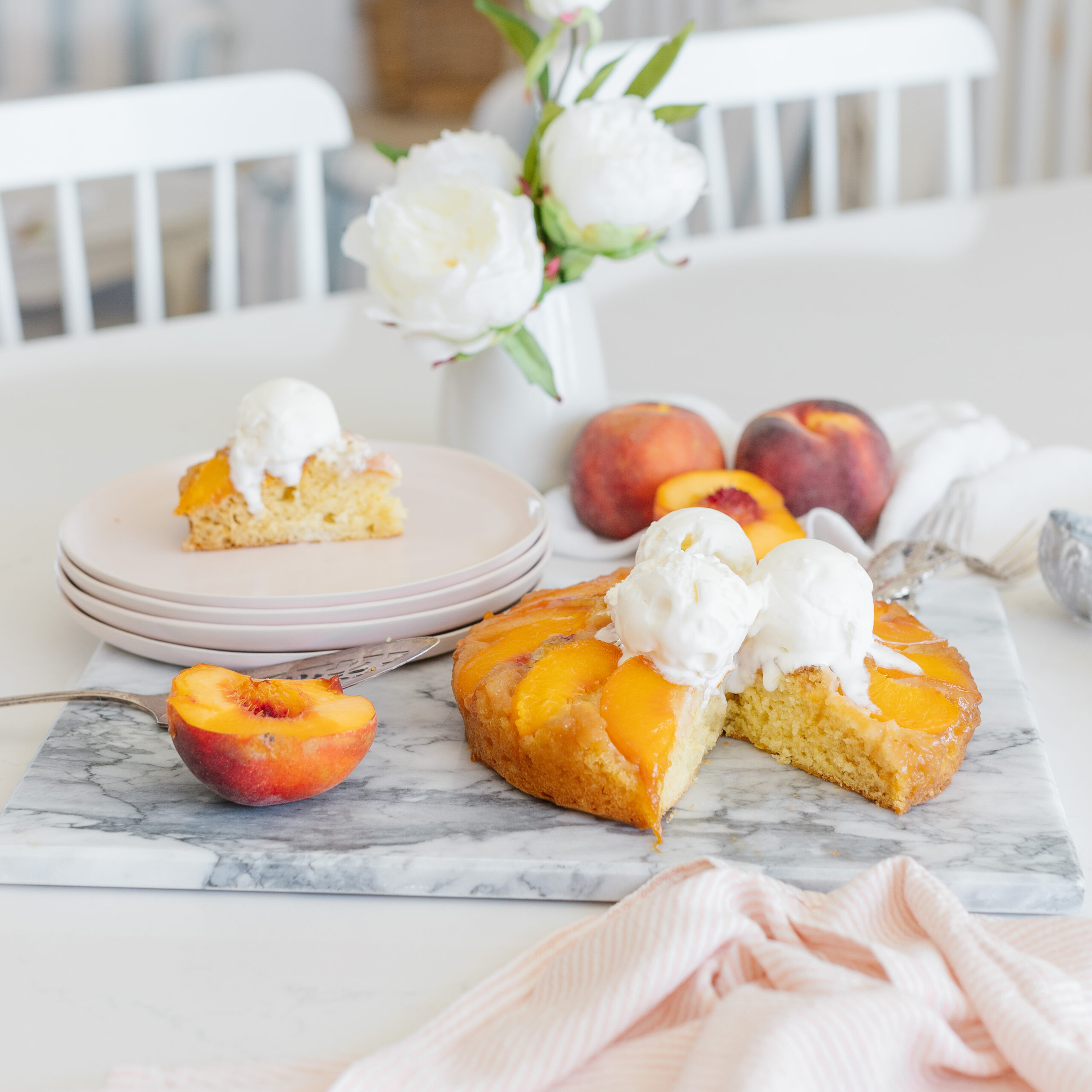Summer Peach Upside Down Cake in Partnership with KitchenAid