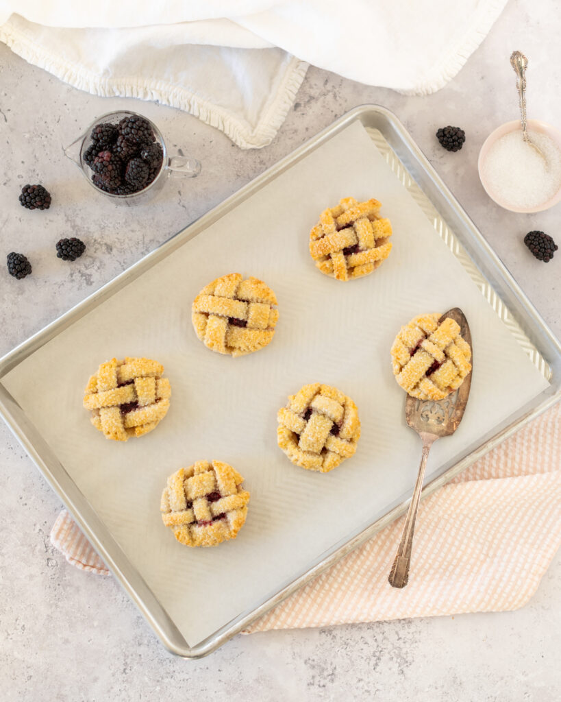 Blackberry Pie Cookies on sheet pan