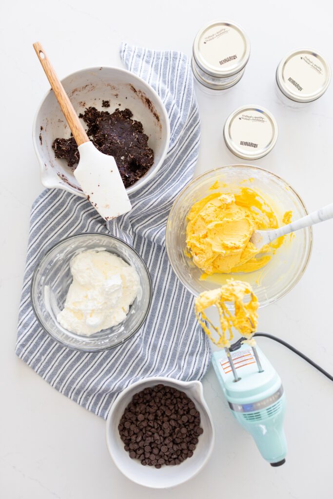 ingredients to make No-Bake Nanaimo Bar Cheesecake Jars