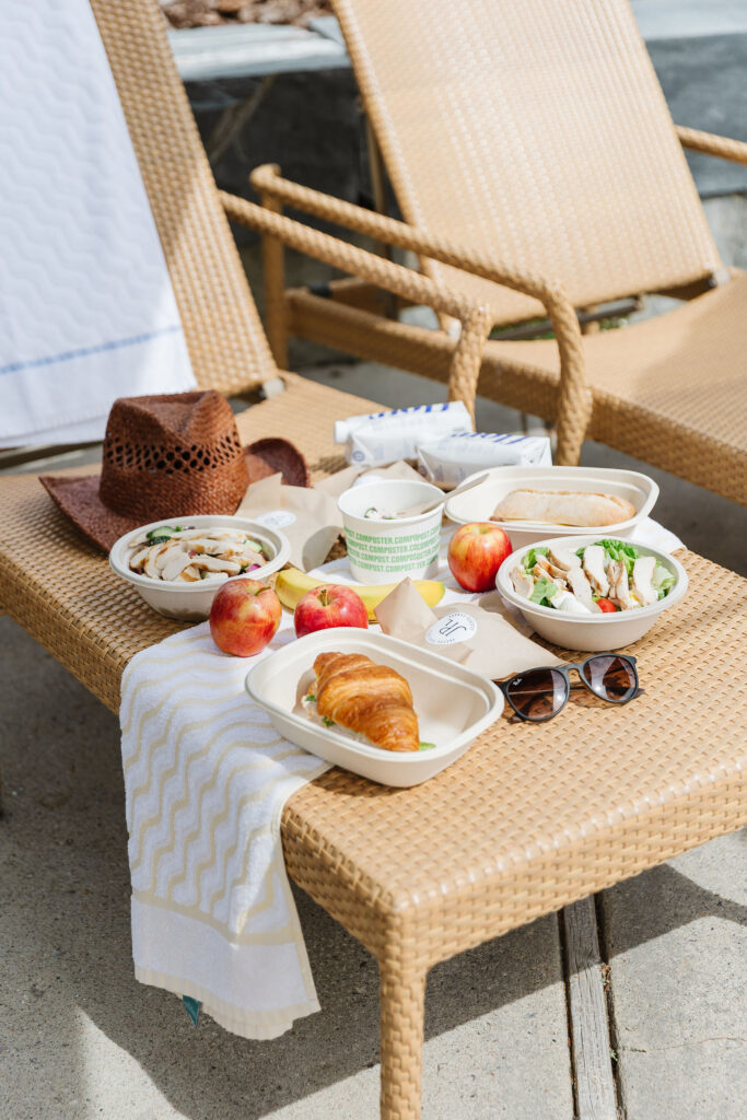 Lunch served poolside at Fairmont Jasper Park Lodge