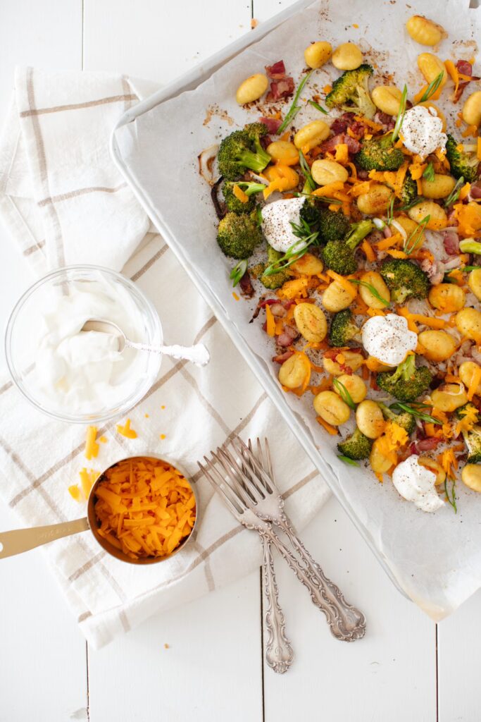 Fully loaded sheetpan gnocchi