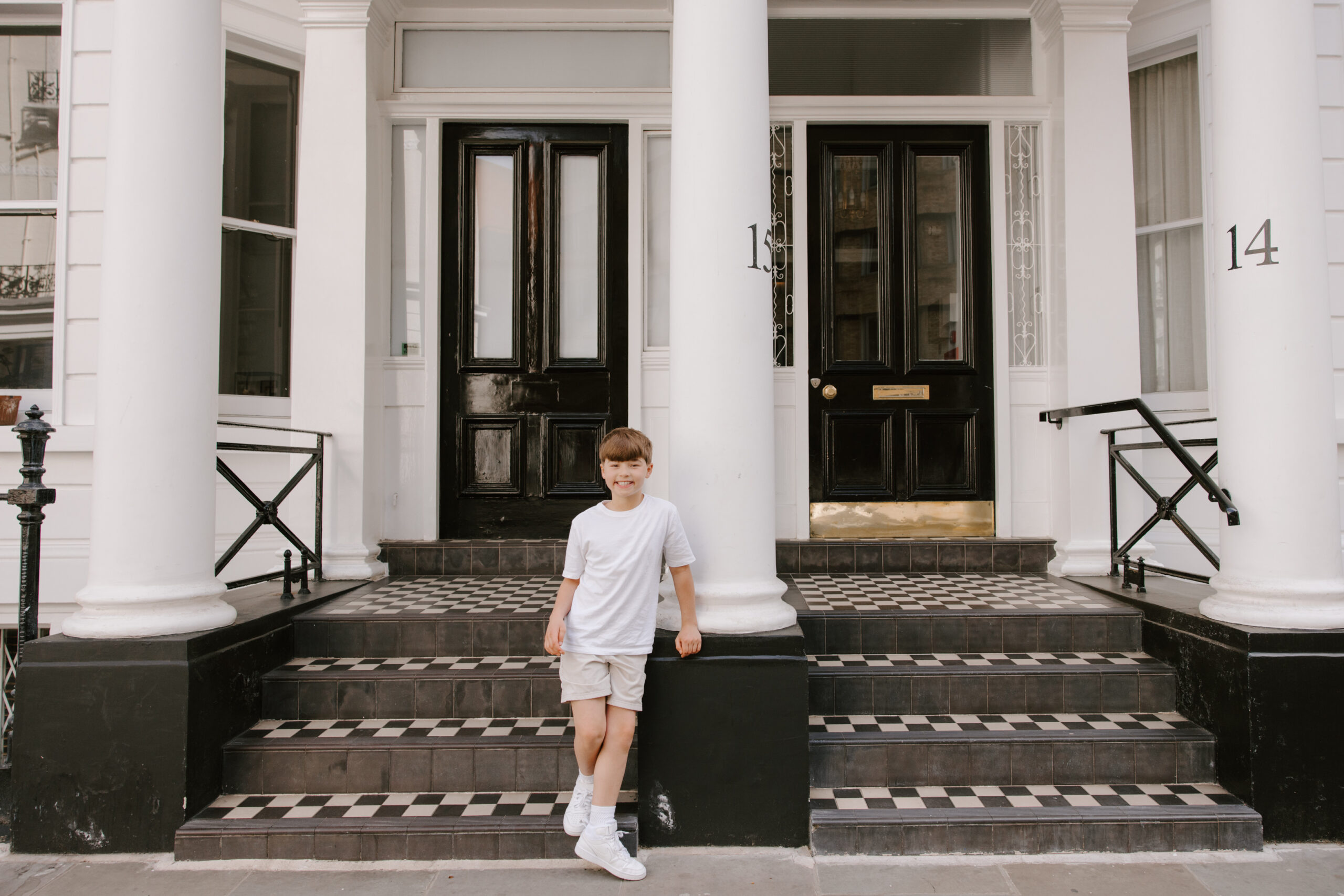 Max in front of picturesque London building