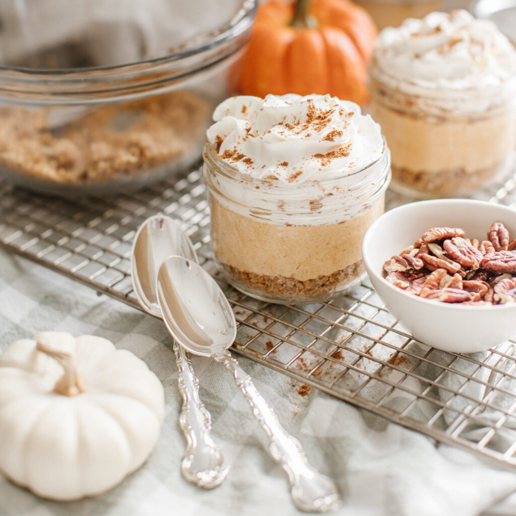 Pumpkin Pie Cheesecake In Mini Glass Jars