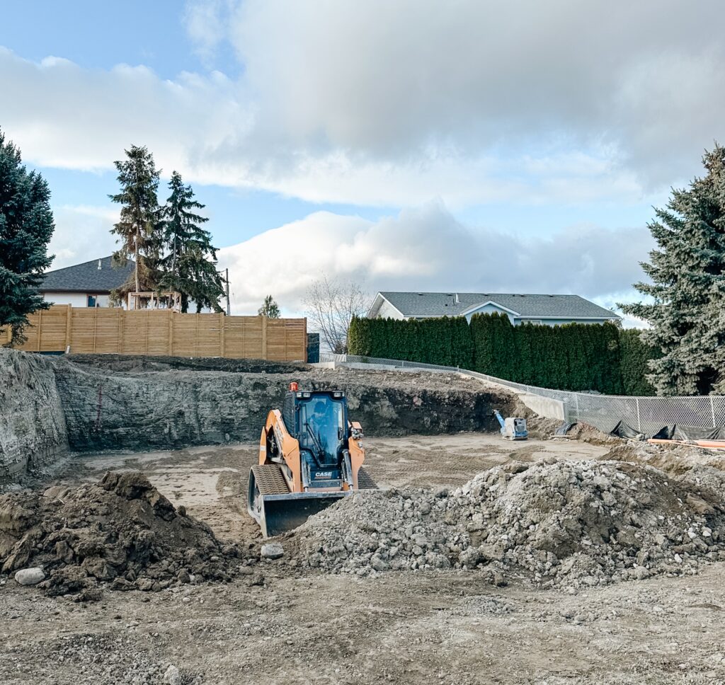 Backyard landscaping in Kelowna progress in new build