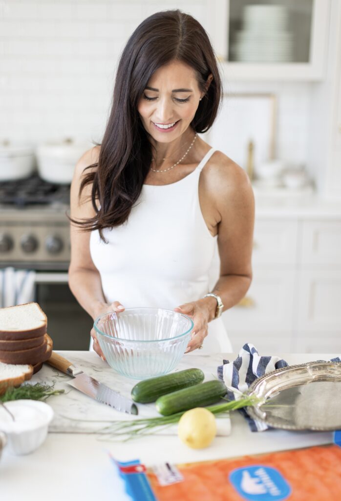 Tori in the kitchen creating her Wimbledon-inspired menu