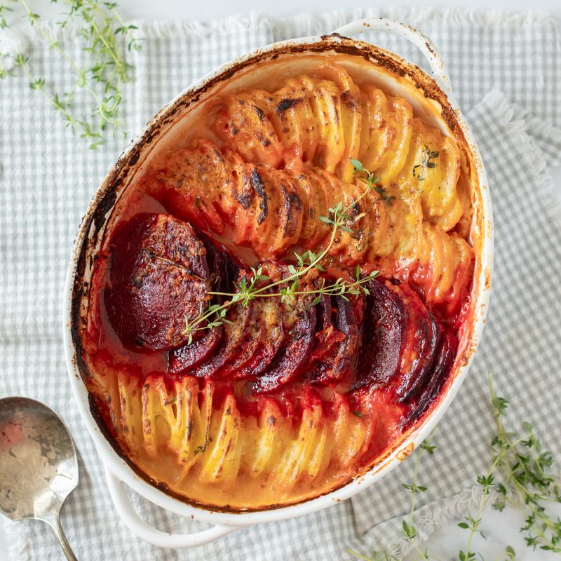 Cheesy Root Vegetable Gratin